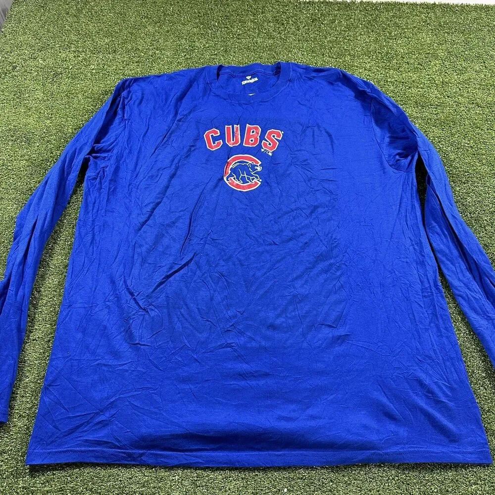 Fanatics Chicago Cubs T-Shirt Men, Blue, Long Sleeve, 2XL NWOT